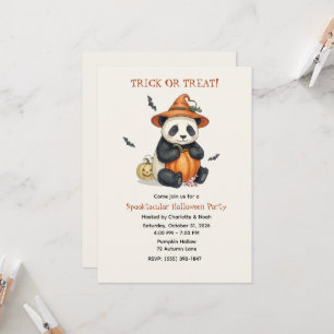 Cute Halloween Panda Pumpkin Invitation