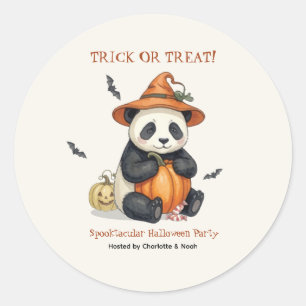 Cute Halloween Panda Pumpkin Round Sticker