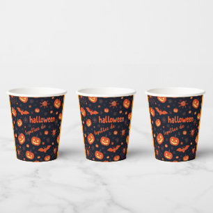 Cute Halloween Paper Cups with Pumpkins & Ghosts!