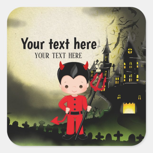 Cute Halloween party Devil Square Sticker (Front)