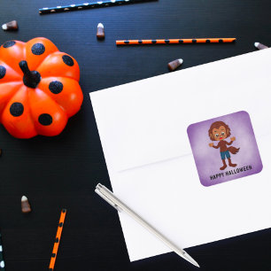 Cute Halloween Party for Kids Werewolf Square Sticker