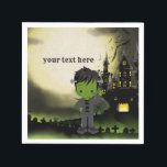 Cute Halloween party Frankenstein Napkin<br><div class="desc">Available in different products.  Did you know that you can transfer this design to any products that you want by yourself. If you don't know how,   please check my post to see how to do:  www.giftforallseason.com/blog/new-option-at-zazzle-store</div>