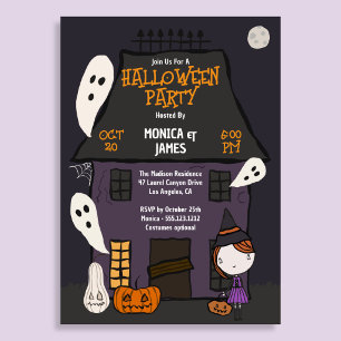 Cute Halloween Party Haunted House  Invitation