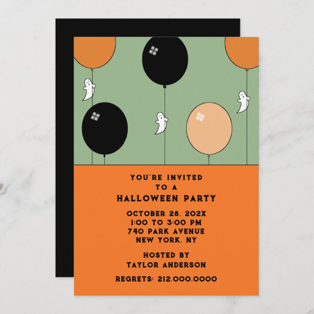 Cute Halloween Party Invitation (Front/Back)