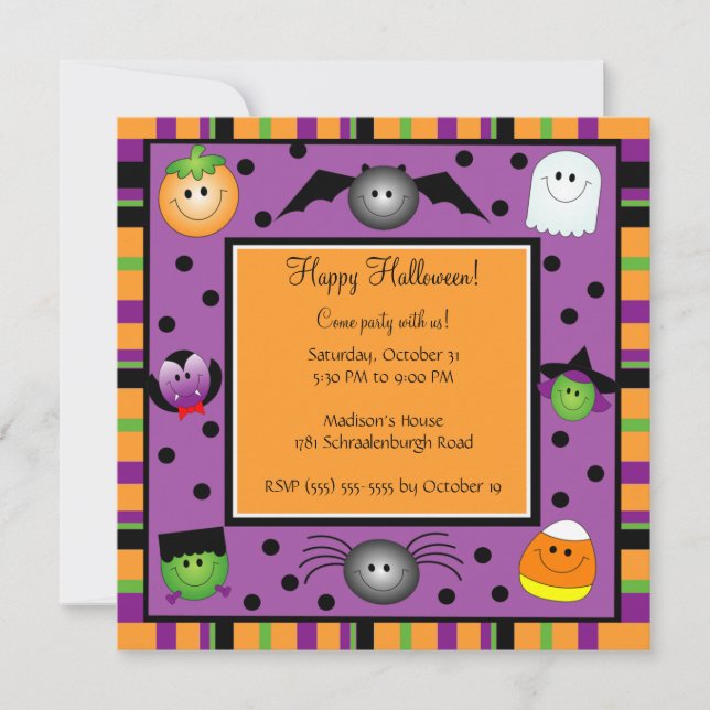 Cute Halloween Party Invitation for Kids (Front)