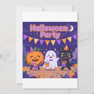 Cute Halloween Party Invitation - Pumpkin & Ghost