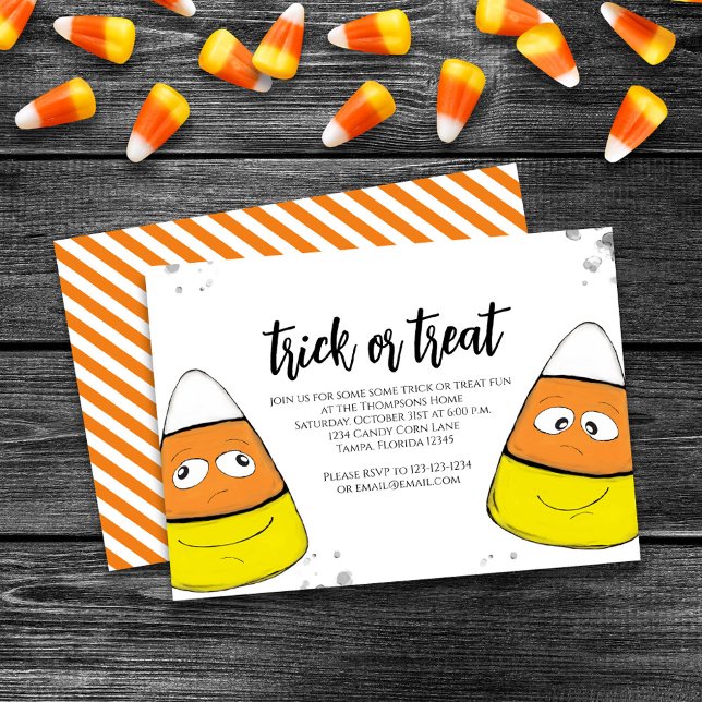 Cute Halloween Party Trick or Treat   Invitation (Trick or Treat Halloween custom invitation)