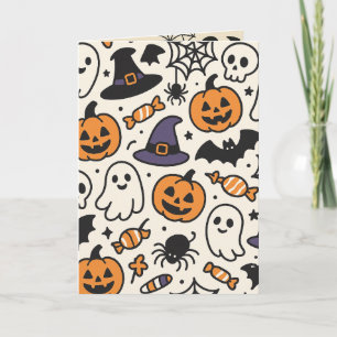 Cute Halloween Pattern Ghosts Pumpkins Candy Card