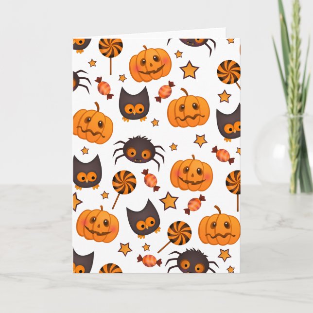 Cute Halloween Pattern Illustration Card (Front)