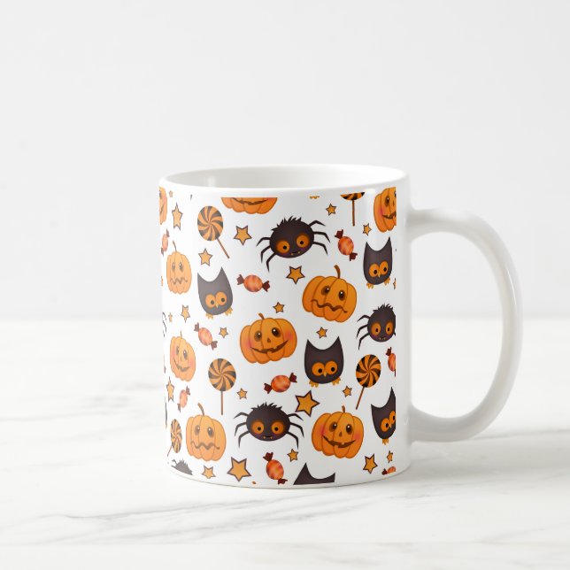 Cute Halloween Pattern Illustration Coffee Mug (Right)