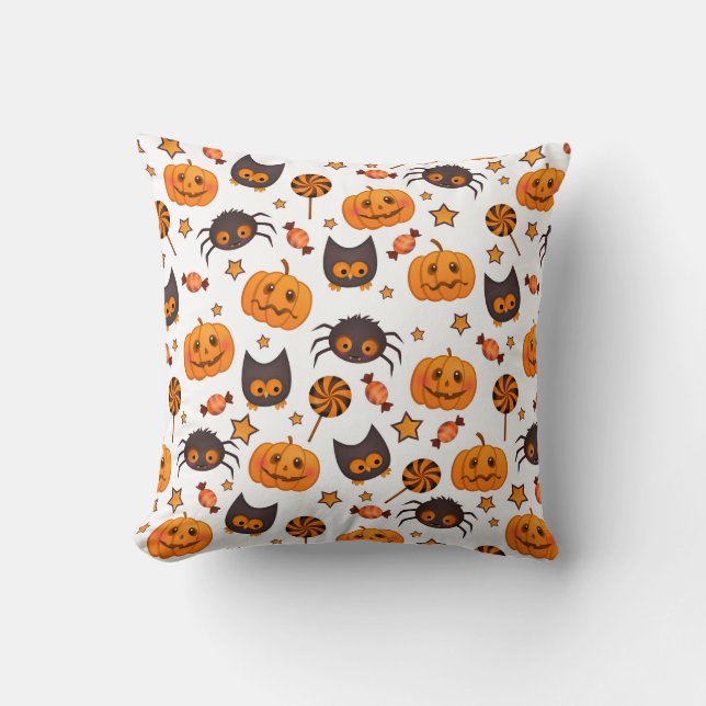Cute Halloween Pattern Illustration Cushion (Front)