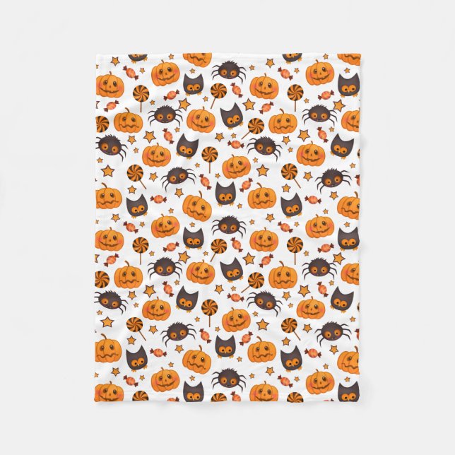 Cute Halloween Pattern Illustration Fleece Blanket (Front)