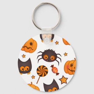 Cute Halloween Pattern Illustration Key Ring