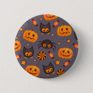 Cute Halloween Pattern Purple Background 6 Cm Round Badge
