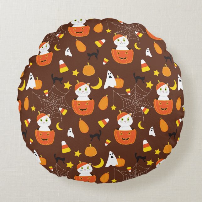 Cute Halloween pattern Round Cushion (Front)