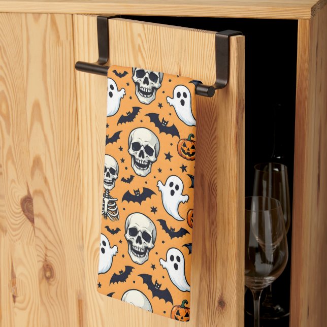  Cute Halloween Pattern Tea Towel (Thirds Fold)