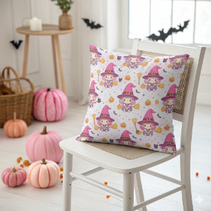 Cute Halloween Pattern with Pumpkins and Ghosts Cushion