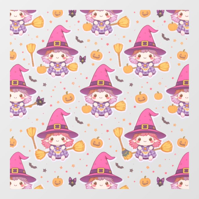 Cute Halloween Pattern with Pumpkins and witch  (Sheet)