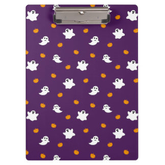 Cute Halloween Pattern with Purple Background Clipboard