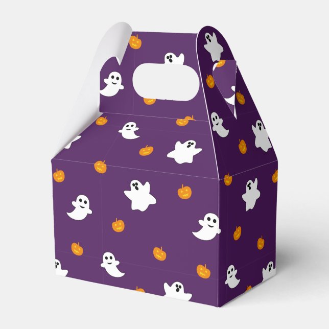 Cute Halloween Pattern with Purple Background Favour Box (Front Side)
