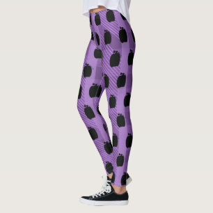 Cute Halloween Plaid Pumpkins Black Purple Leggings