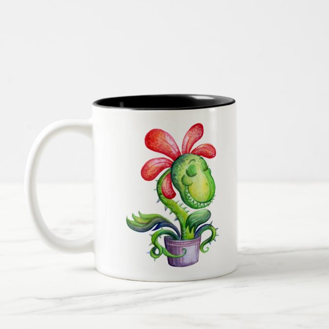 Cute halloween plane predator Two-Tone coffee mug (Left)