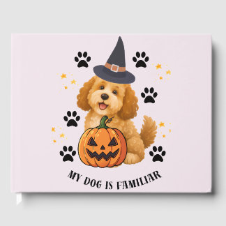 Cute Halloween Poodle Witch with Pumpkin Guest Book