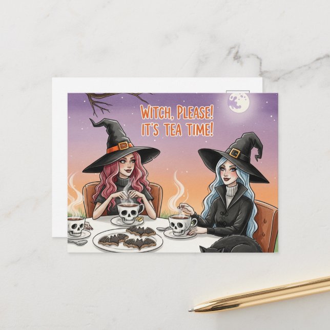 Cute Halloween Postcard (Front/Back In Situ)