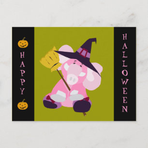 Cute Halloween Postcard: Elephant in Wizard Costum Postcard