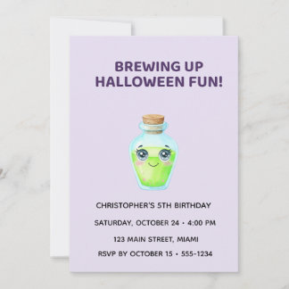 Cute Halloween Potion Birthday Invitation for Kids