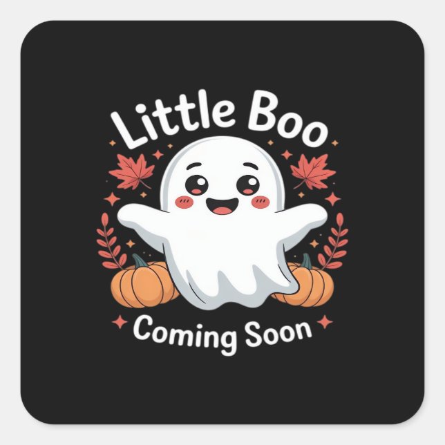 Cute Halloween Pregnancy Announcement Square Sticker (Front)