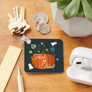Cute Halloween Pumpkin and Ghosts Trick or Treat Key Ring