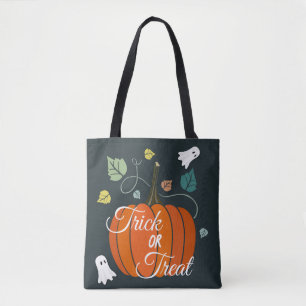 Cute Halloween Pumpkin and Ghosts Trick or Treat Tote Bag