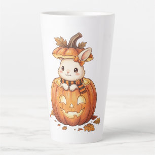 Cute Halloween Pumpkin Bunny - Cosy Fall Rabbit Ar Latte Mug