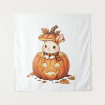 Cute Halloween Pumpkin Bunny - Cosy Fall Rabbit Ar