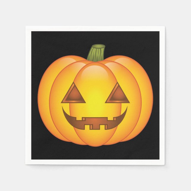 Cute Halloween Pumpkin Cartoon Illustration Napkin (Front)