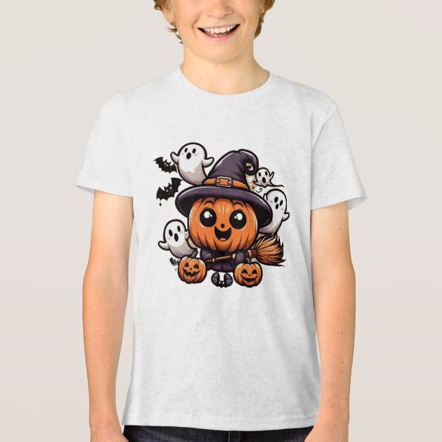 cute halloween pumpkin characters Tri-Blend shirt (Front)