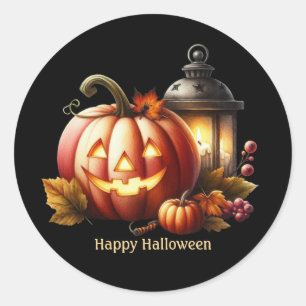 Cute Halloween pumpkin customisable Classic Round Sticker