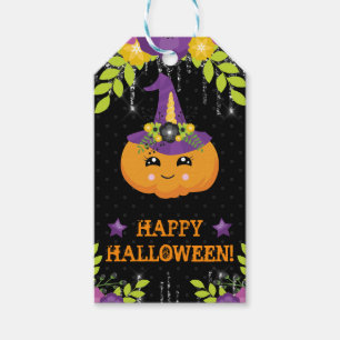 Cute Halloween Pumpkin Floral Gift Tags
