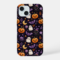 Cute Halloween Pumpkin Ghost Cat Bat Pattern Art