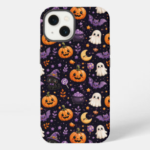 Cute Halloween Pumpkin Ghost Cat Bat Pattern Art iPhone 13 Case