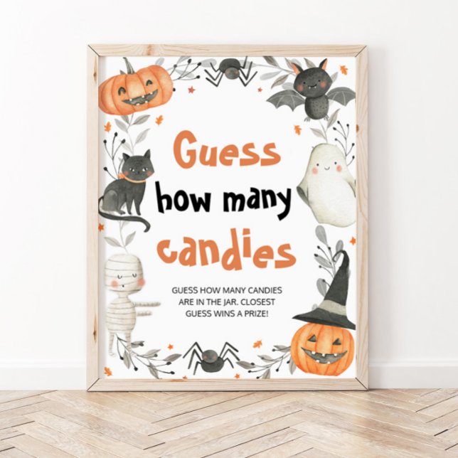 Cute Halloween Pumpkin Guess How Many Candies Game Poster (Creator Uploaded)