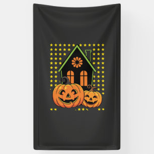 Cute Halloween Pumpkin Haunted House Star Banner