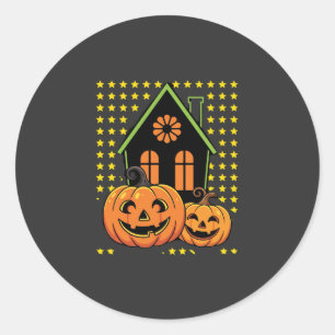 Cute Halloween Pumpkin Haunted House Star Classic Round Sticker