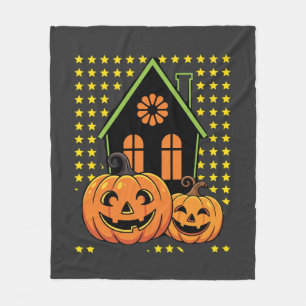 Cute Halloween Pumpkin Haunted House Star Fleece Blanket