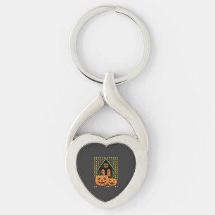 Cute Halloween Pumpkin Haunted House Star Key Ring
