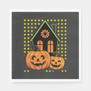 Cute Halloween Pumpkin Haunted House Star Napkin