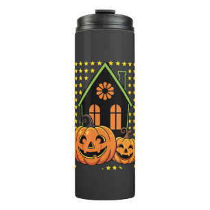 Cute Halloween Pumpkin Haunted House Star Thermal Tumbler