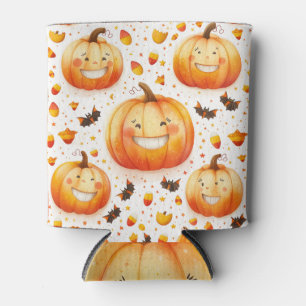 Cute Halloween pumpkin illustration design Can Cooler