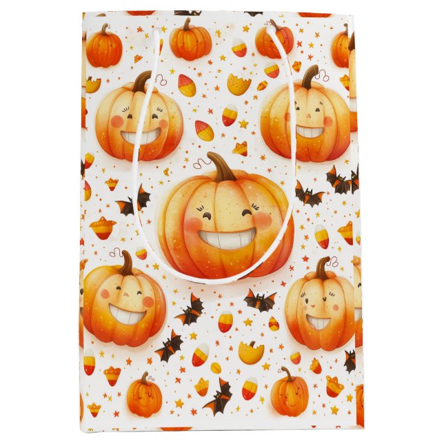 Cute Halloween pumpkin illustration design Medium Gift Bag (Front)